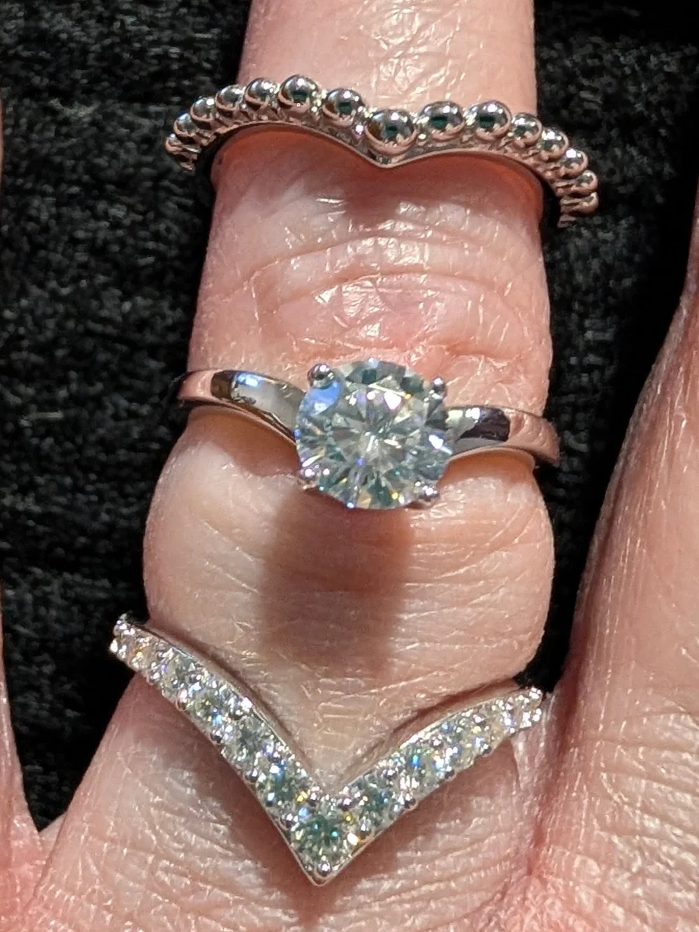 3-Piece Moissanite Ring, 1.26ctw diamond equivalent weight